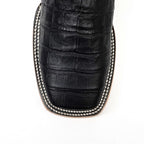 Caiman Belly Black Boots - Embossed Leather - Square Toe (E423) - Gomez Western Wear