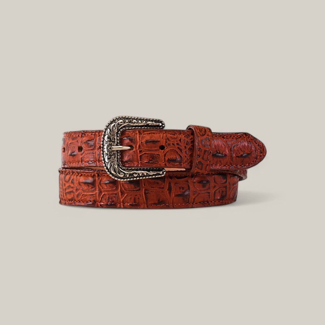 Caiman Print Cogñac Belt - Texas Buckle - Kids - Gomez Western Wear