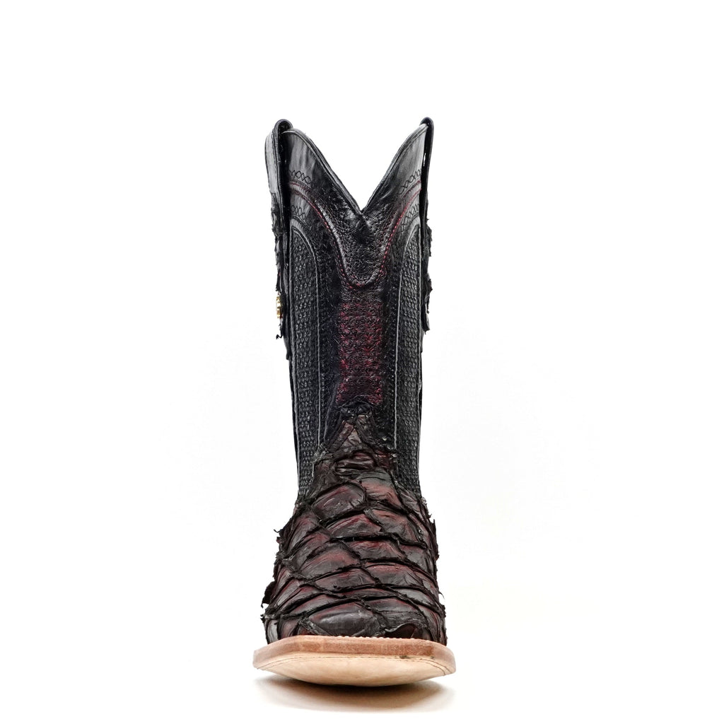 Connor Pirarucu Fish Boots - Red - Square Toe (PZ60) - Gomez Western Wear