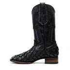 Connor Platinum Pirarucu Fish Boots - Black - Square Toe - Gomez Western Wear