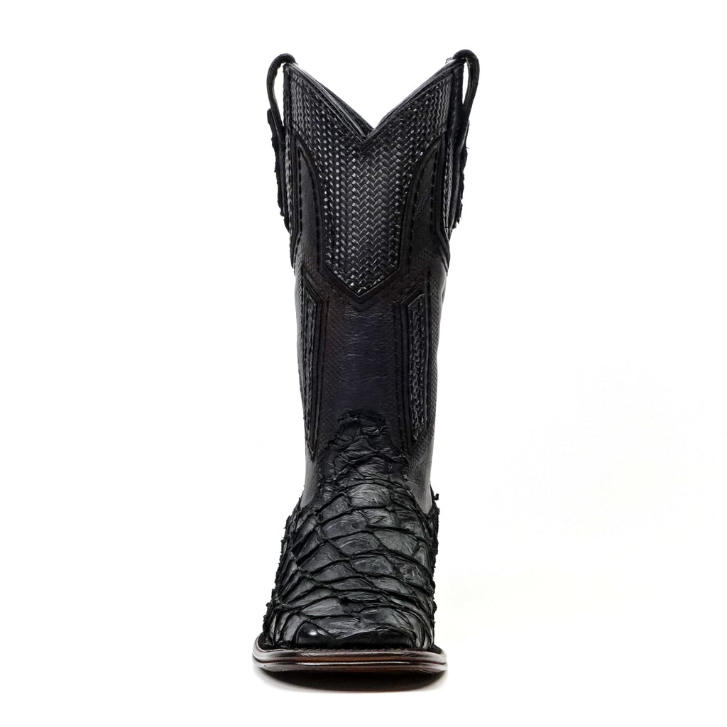 Connor Platinum Pirarucu Fish Boots - Black - Square Toe - Gomez Western Wear