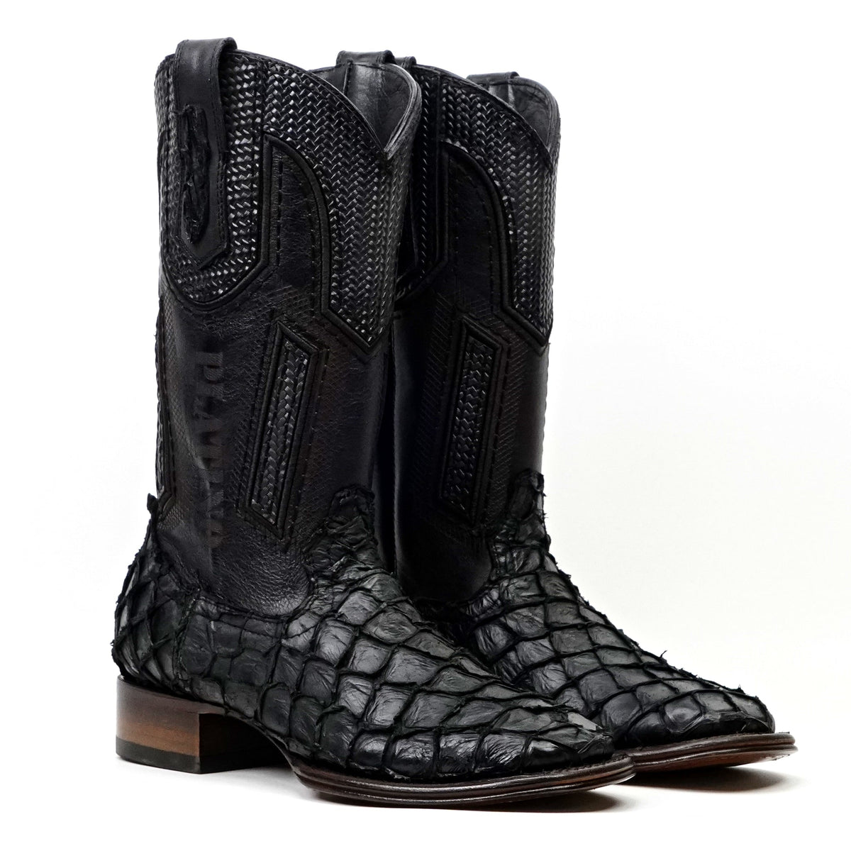 Connor Platinum Pirarucu Fish Boots - Black - Square Toe - Gomez Western Wear