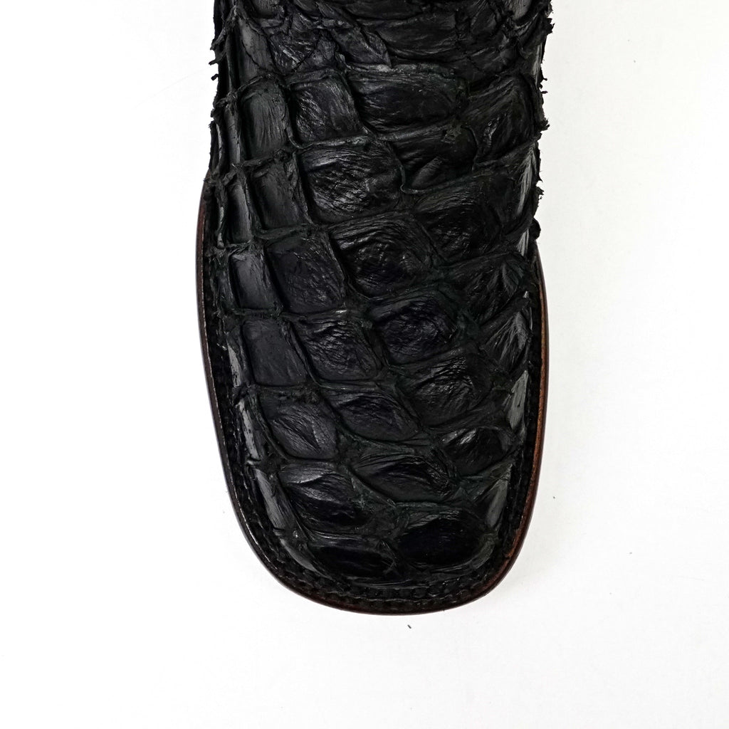Connor Platinum Pirarucu Fish Boots - Black - Square Toe - Gomez Western Wear