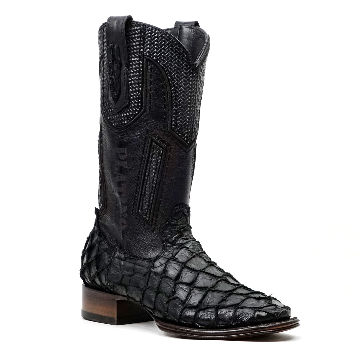 Connor Platinum Pirarucu Fish Boots - Black - Square Toe - Gomez Western Wear