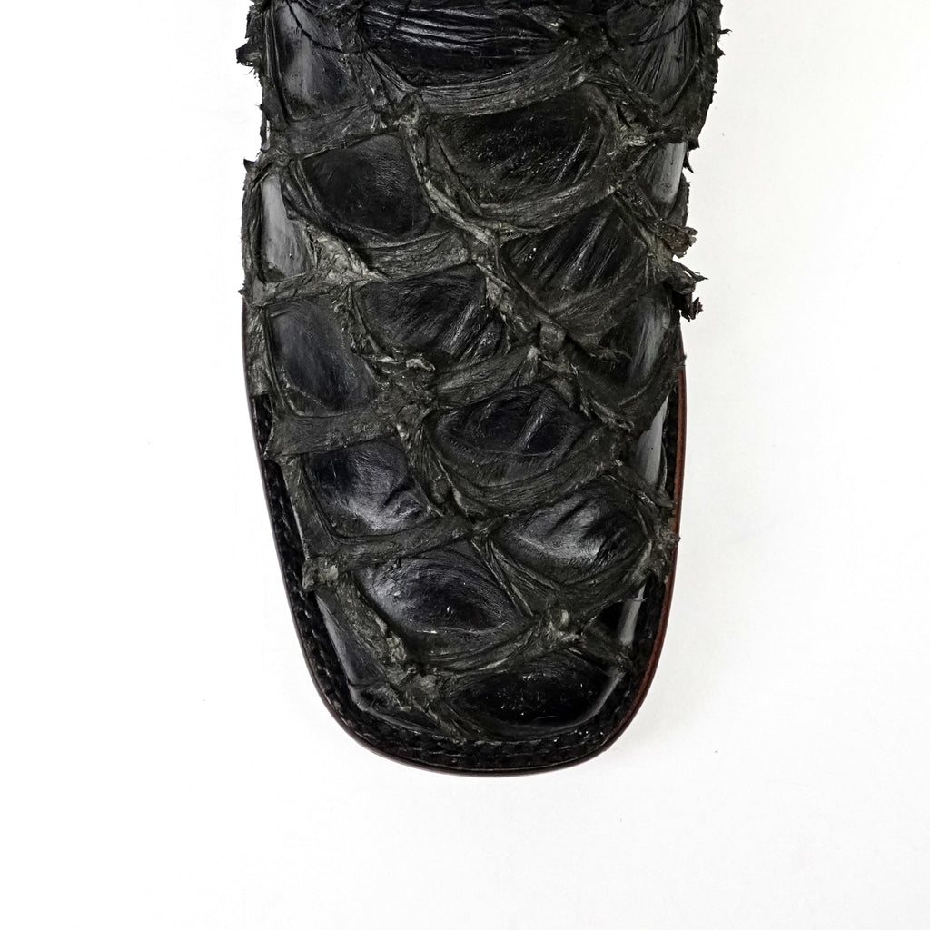 Connor Platinum Pirarucu Fish Boots - Sapphire Black - Square Toe - Gomez Western Wear