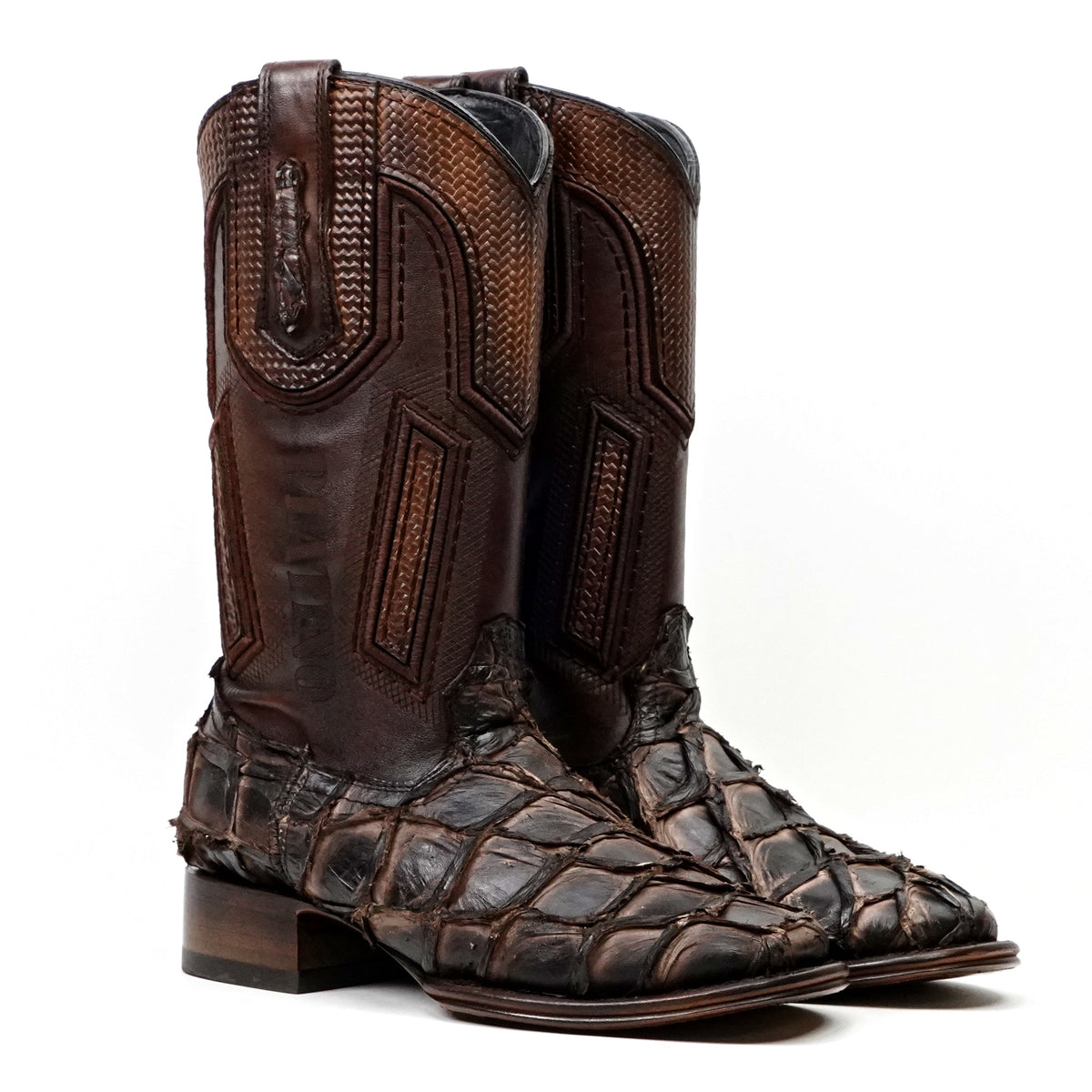 Connor Platinum Pirarucu Fish Boots - Tobacco - Square Toe - Gomez Western Wear