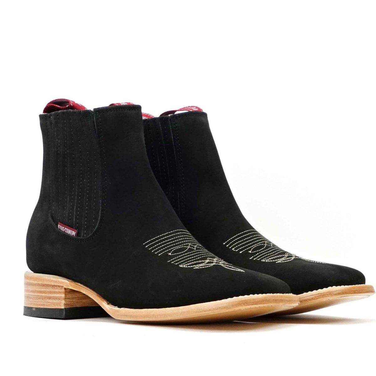 Cowboy Style Nubuck Black Ankle Boots - Square Toe (E1200) - Gomez Western Wear