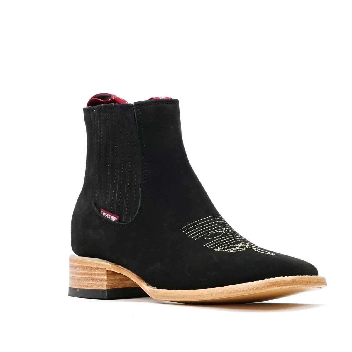 Cowboy Style Nubuck Black Ankle Boots - Square Toe (E1200) - Gomez Western Wear