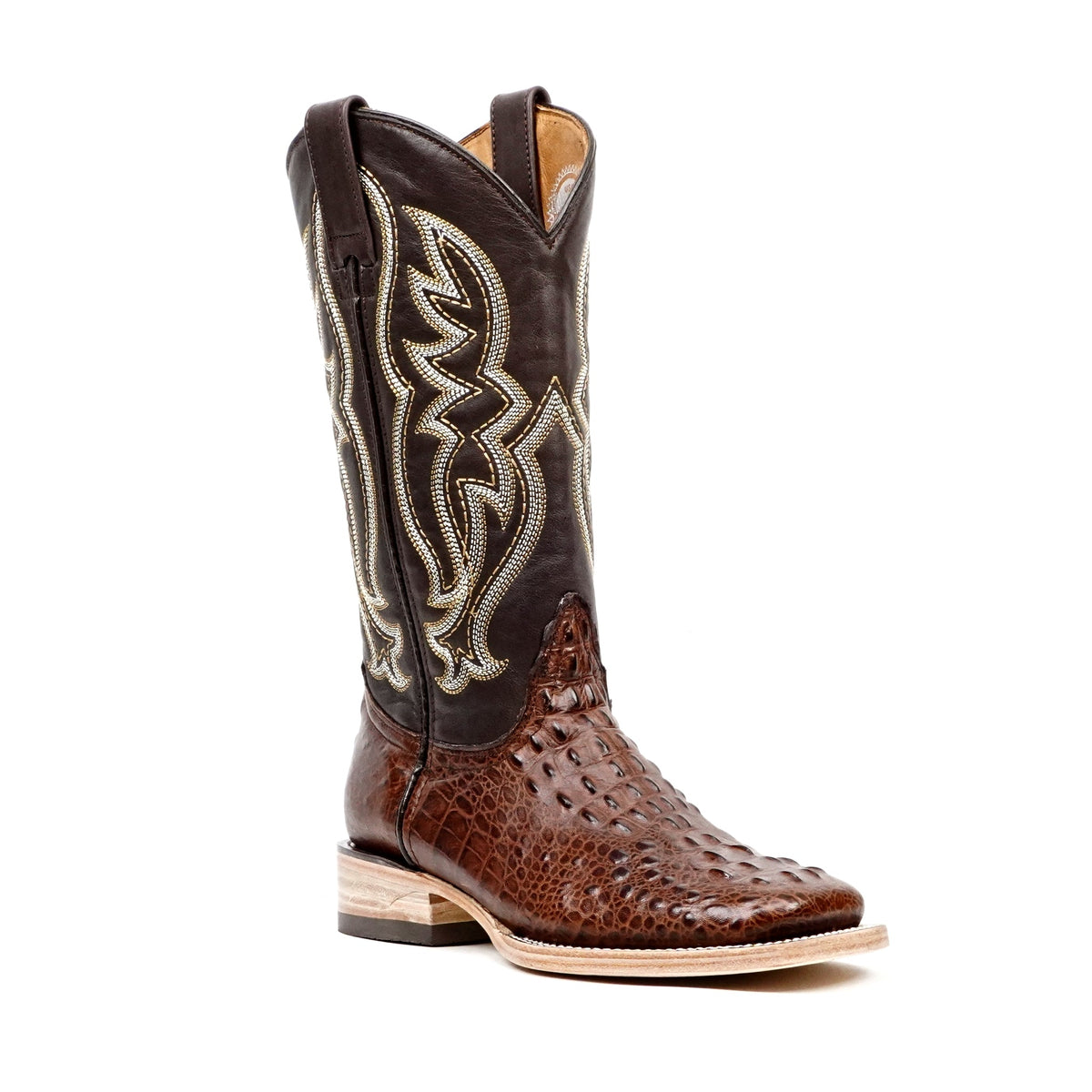 Crocodile Head Choco Boots - Embossed Leather - Square Toe (E427) - Gomez Western Wear