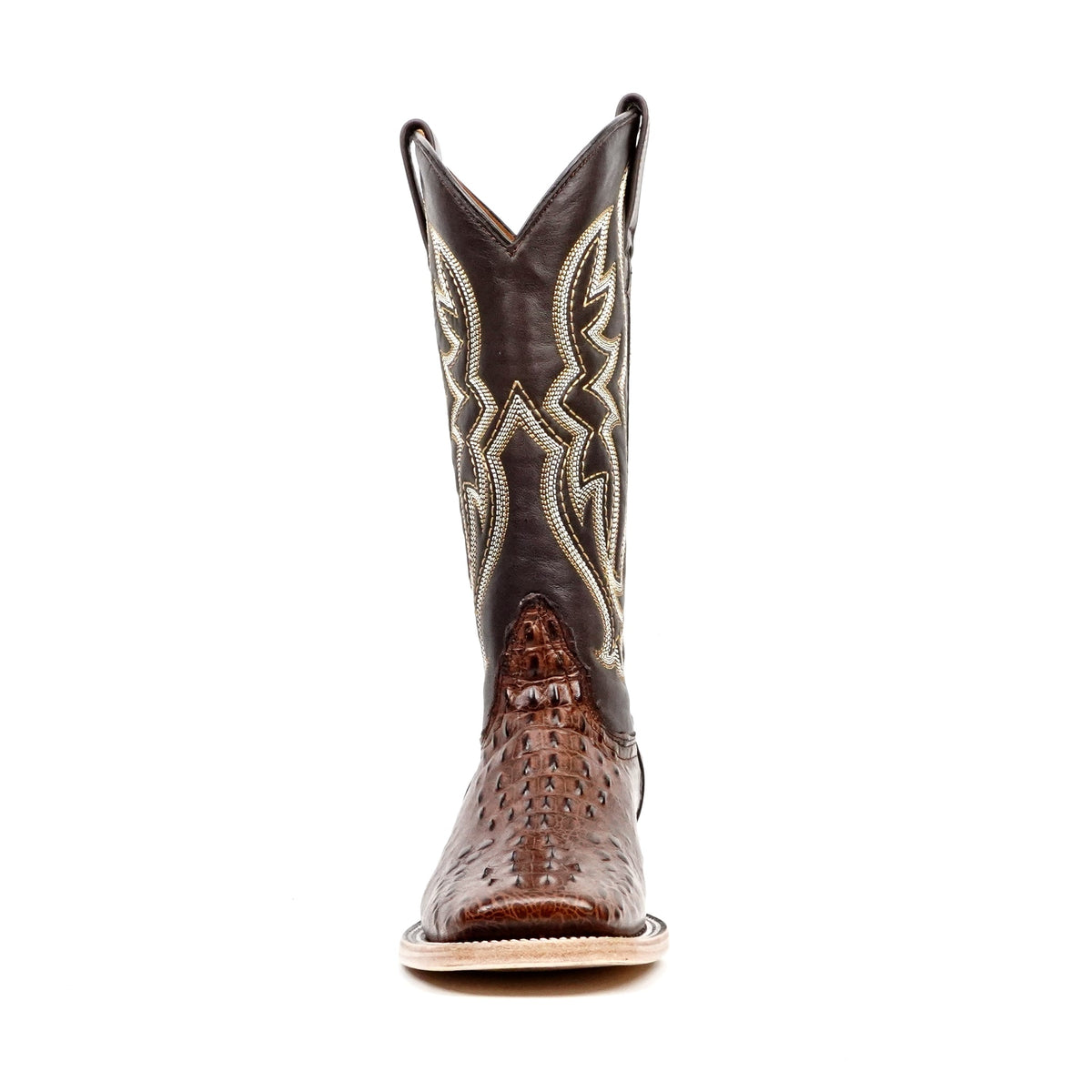 Crocodile Head Choco Boots - Embossed Leather - Square Toe (E427) - Gomez Western Wear