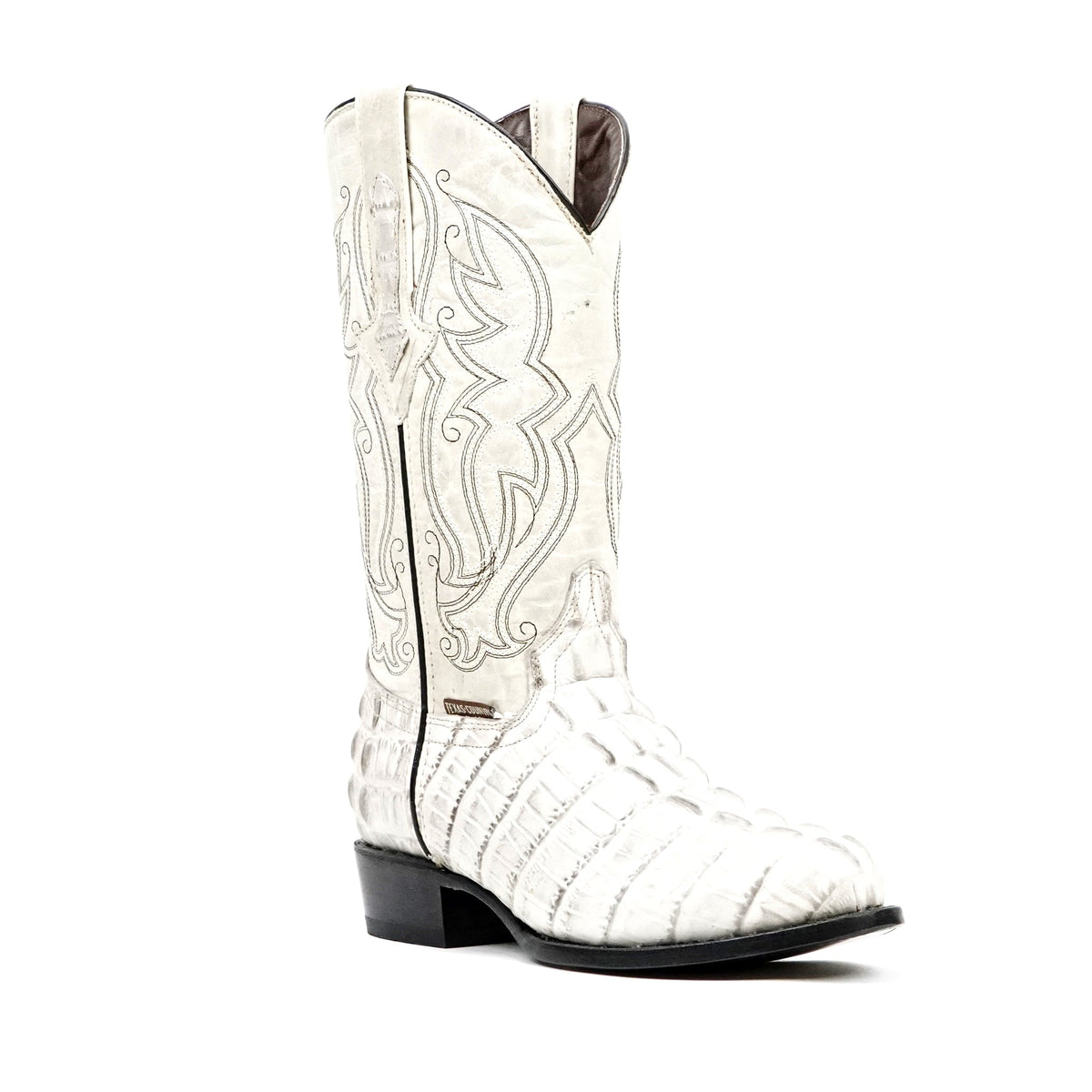 Crocodile Tail Bone Boots - Embossed Leather - Round Toe (E437) - Gomez Western Wear