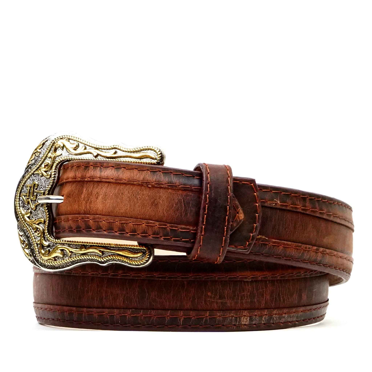 Distressed Mocha Leather Belt (C-V4601) - Gomez Western Wear