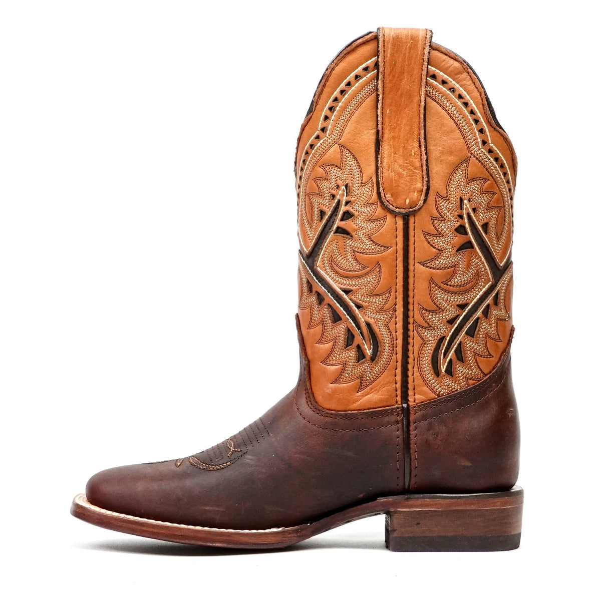 Distressed Mocha Leather Boots (Youth) - Square Toe (E29) - Gomez Western Wear