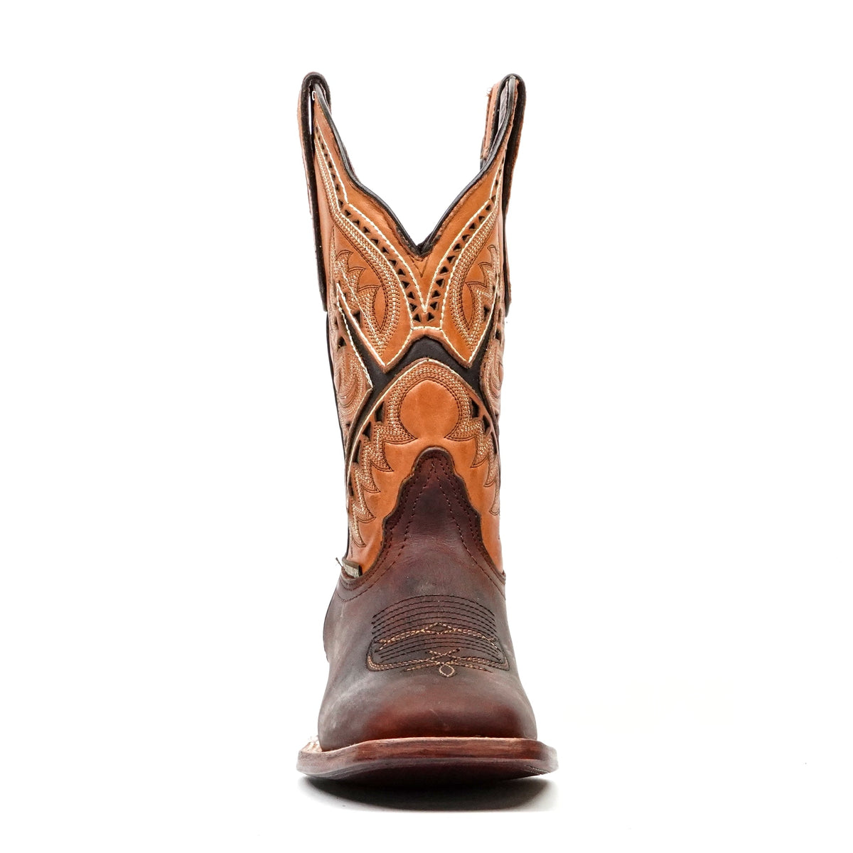 Distressed Mocha Leather Boots (Youth) - Square Toe (E29) - Gomez Western Wear