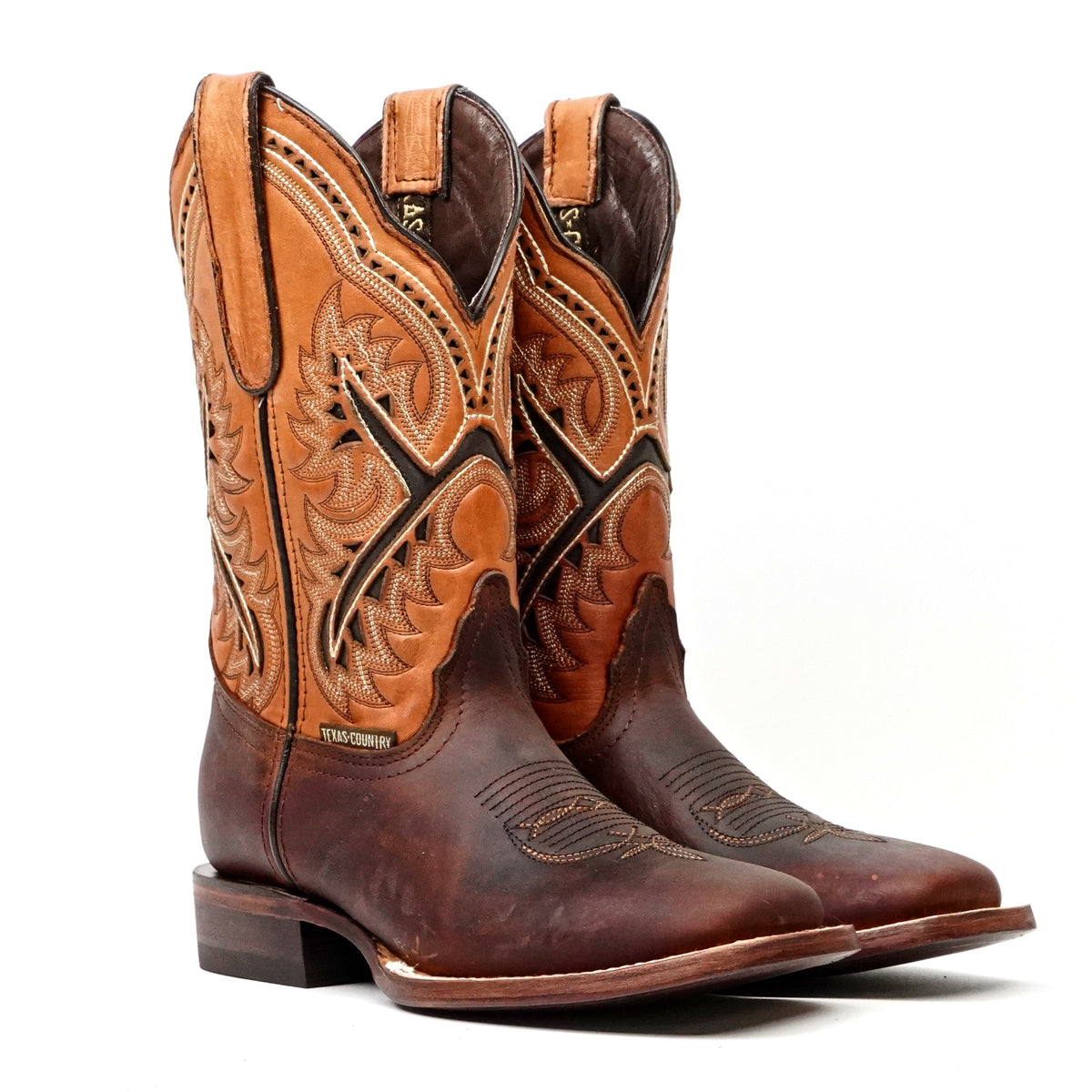 Distressed Mocha Leather Boots (Youth) - Square Toe (E29) - Gomez Western Wear