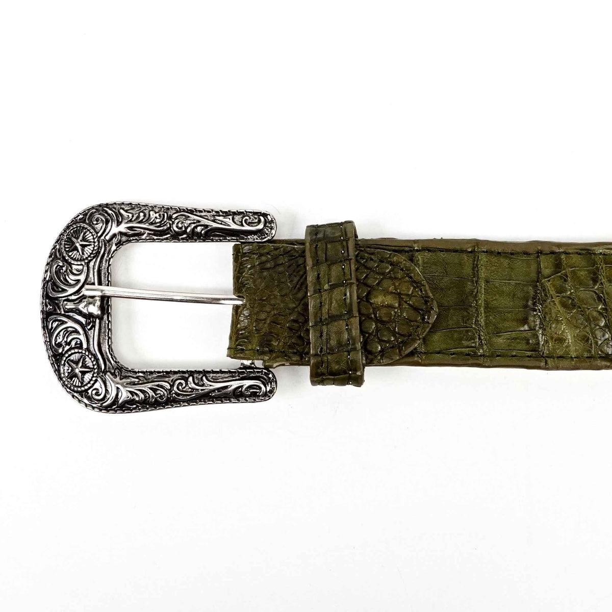 Exotic Full Quilt Caiman Belt - Agave (C028) - Gomez Western Wear