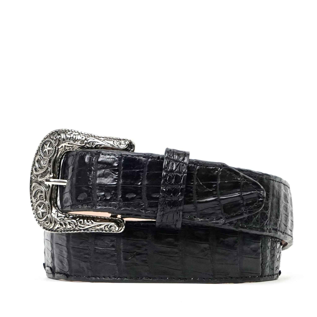 Exotic Full Quilt Caiman Belt - Black (C-028) - Gomez Western Wear