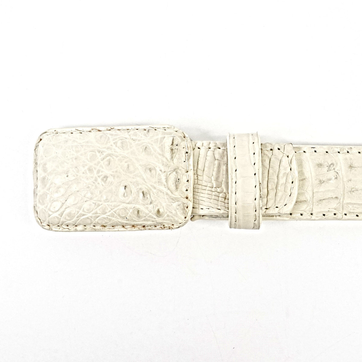 Exotic Full Quilt Caiman Belt - Bone (C001) - Gomez Western Wear