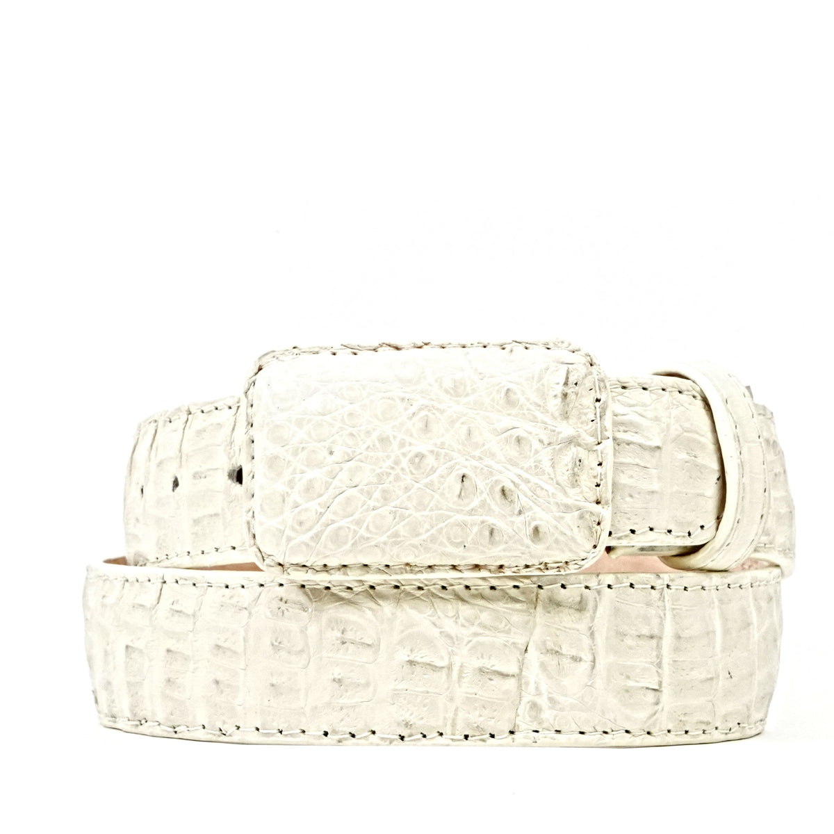 Exotic Full Quilt Caiman Belt - Bone (C001) - Gomez Western Wear