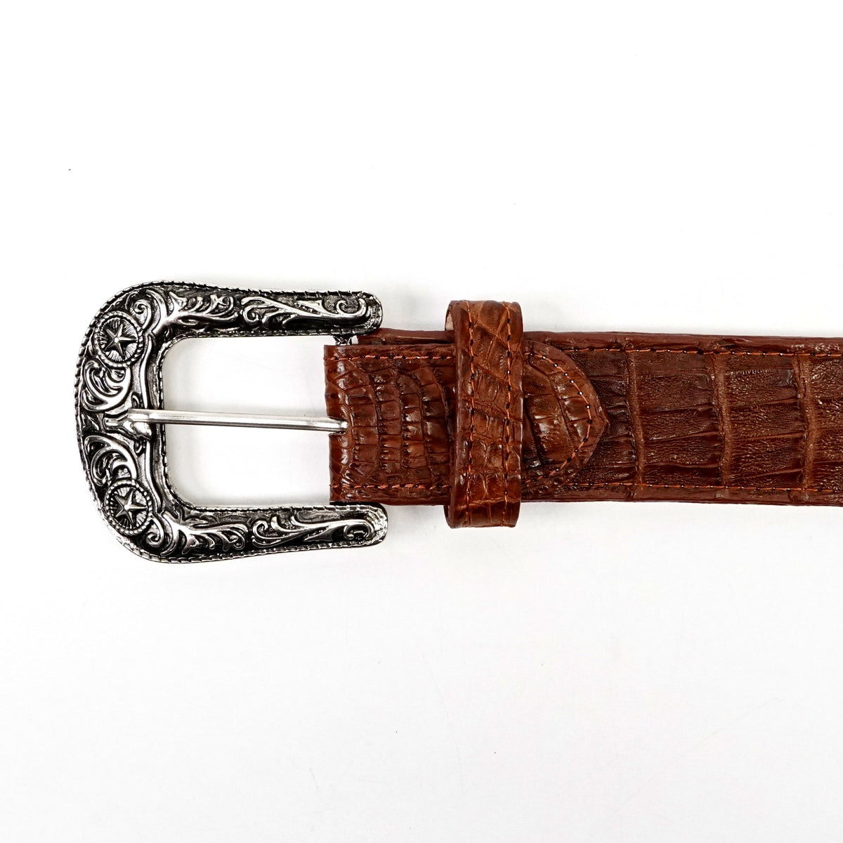 Exotic Full Quilt Caiman Belt - Brandy (C-028) - Gomez Western Wear