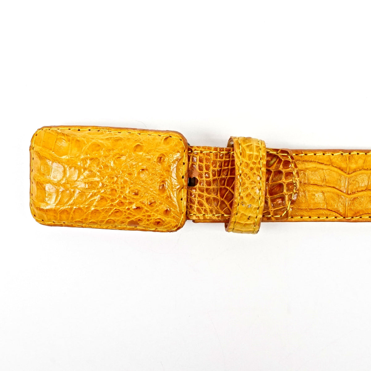 Exotic Full Quilt Caiman Belt - Buttercup (C-001) - Gomez Western Wear