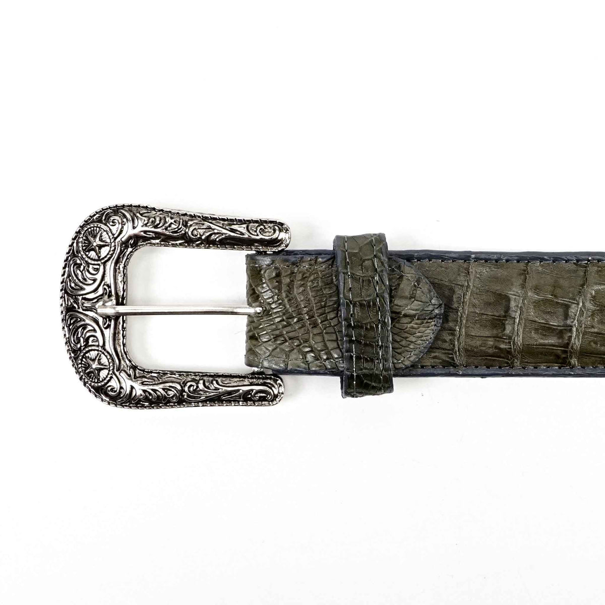 Exotic Full Quilt Caiman Belt - Gray (C-028) - Gomez Western Wear