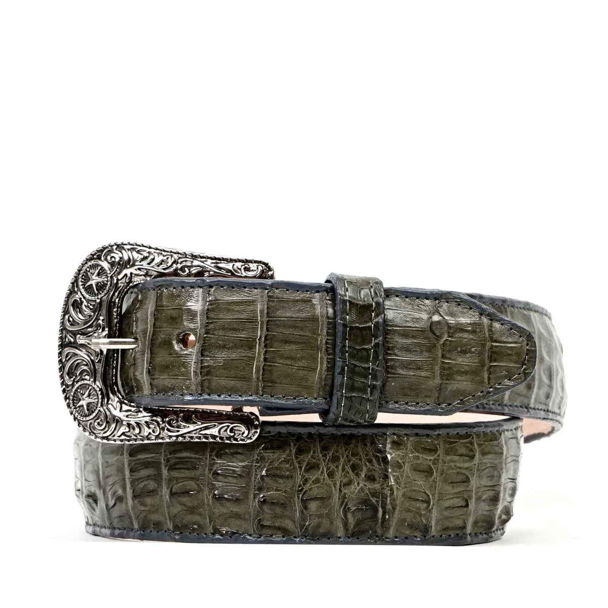 Exotic Full Quilt Caiman Belt - Gray (C-028) - Gomez Western Wear