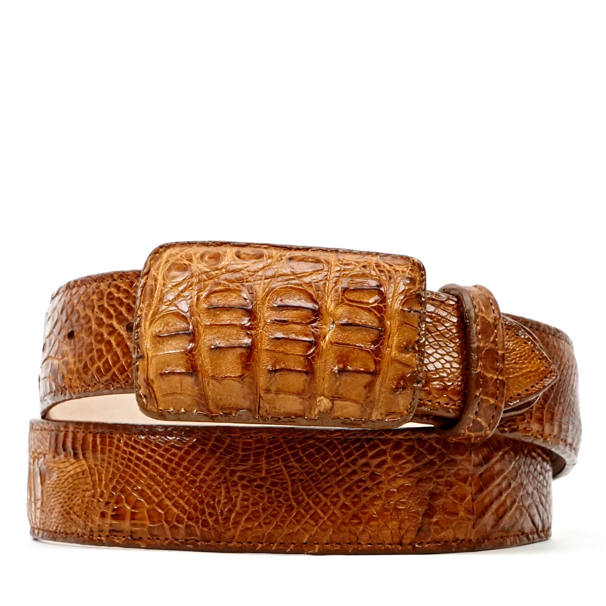 Exotic Full Quilt Caiman Belt - Honey (C-001) - Gomez Western Wear