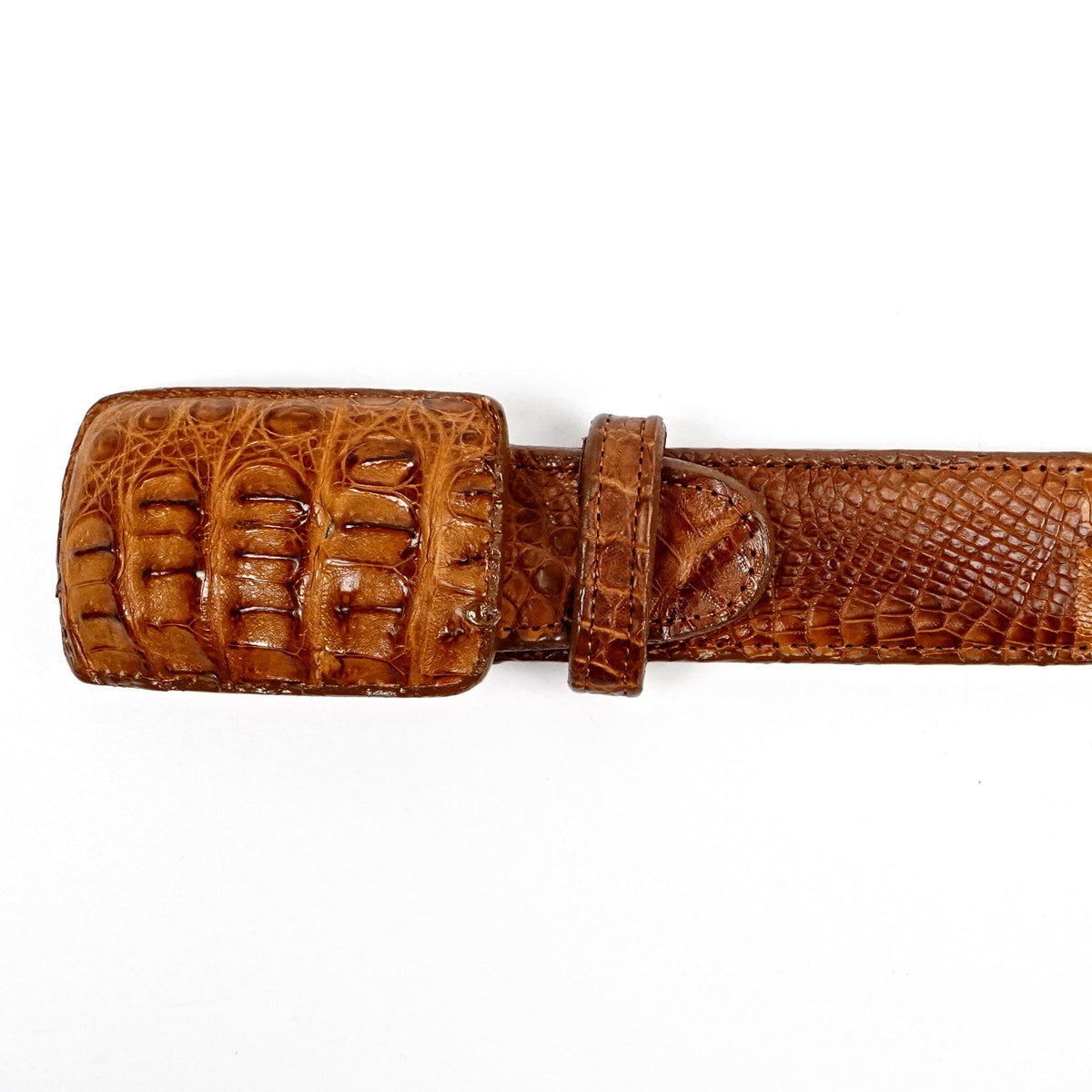 Exotic Full Quilt Caiman Belt - Honey (C-001) - Gomez Western Wear