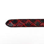 Exotic Full Quilt Pirarucu Belt - Red/Black (C-028) - Gomez Western Wear