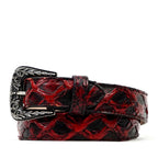 Exotic Full Quilt Pirarucu Belt - Red/Black (C-028) - Gomez Western Wear