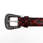 Exotic Full Quilt Pirarucu Belt - Red/Black (C-028) - Gomez Western Wear