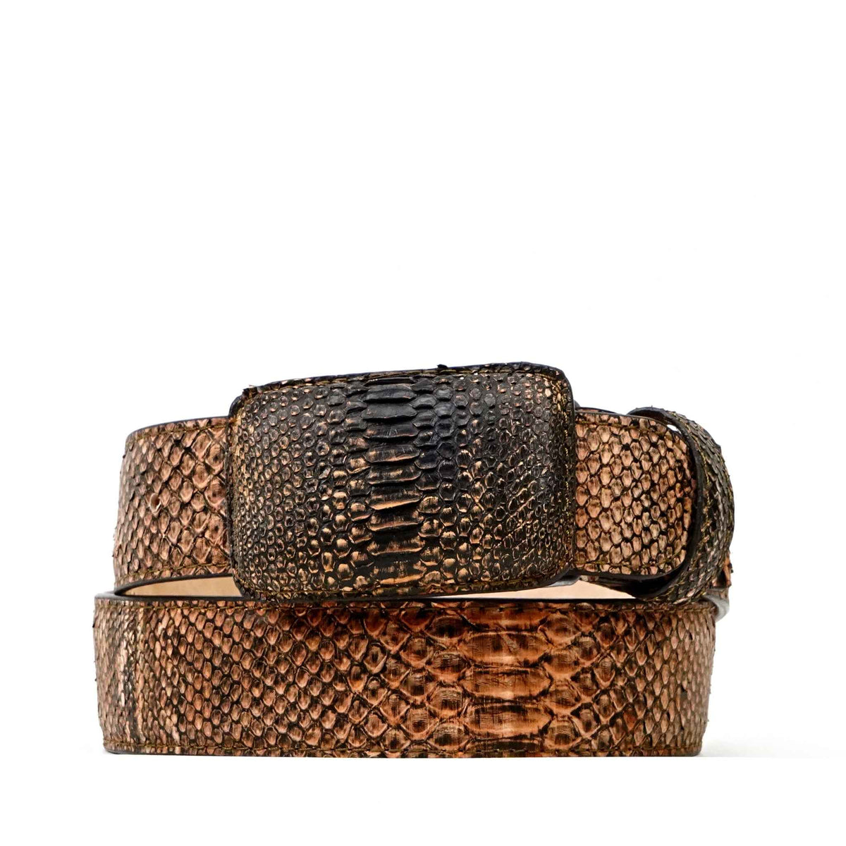 Exotic Full Quilt Python Belt - Burnt Orange (C-001) - Gomez Western Wear