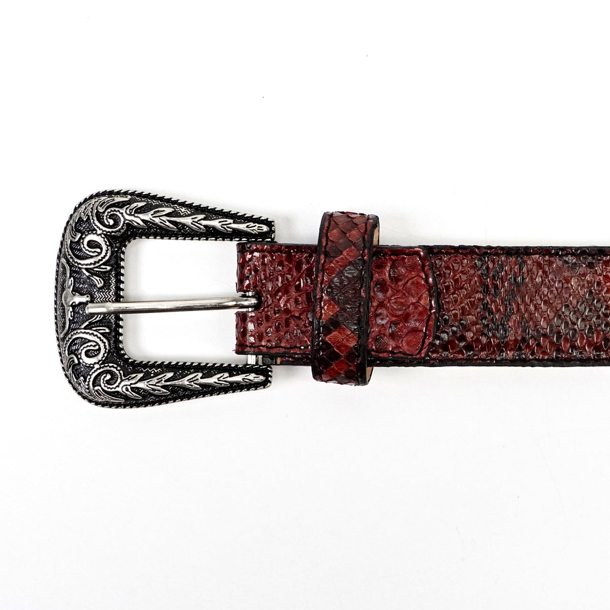 Exotic Full Quilt Python Belt - Red (C-028) - Gomez Western Wear