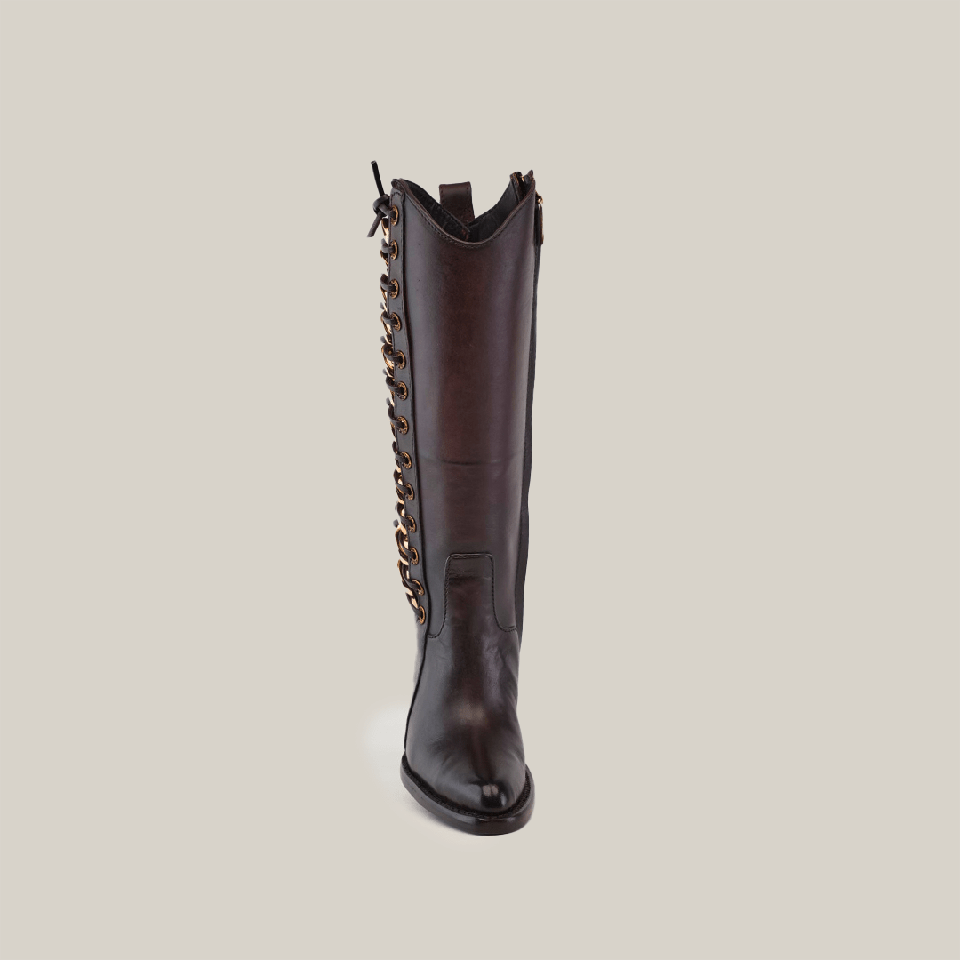 Francia Rings Tall Shaft Chocolate - J Toe - Gomez Western Wear