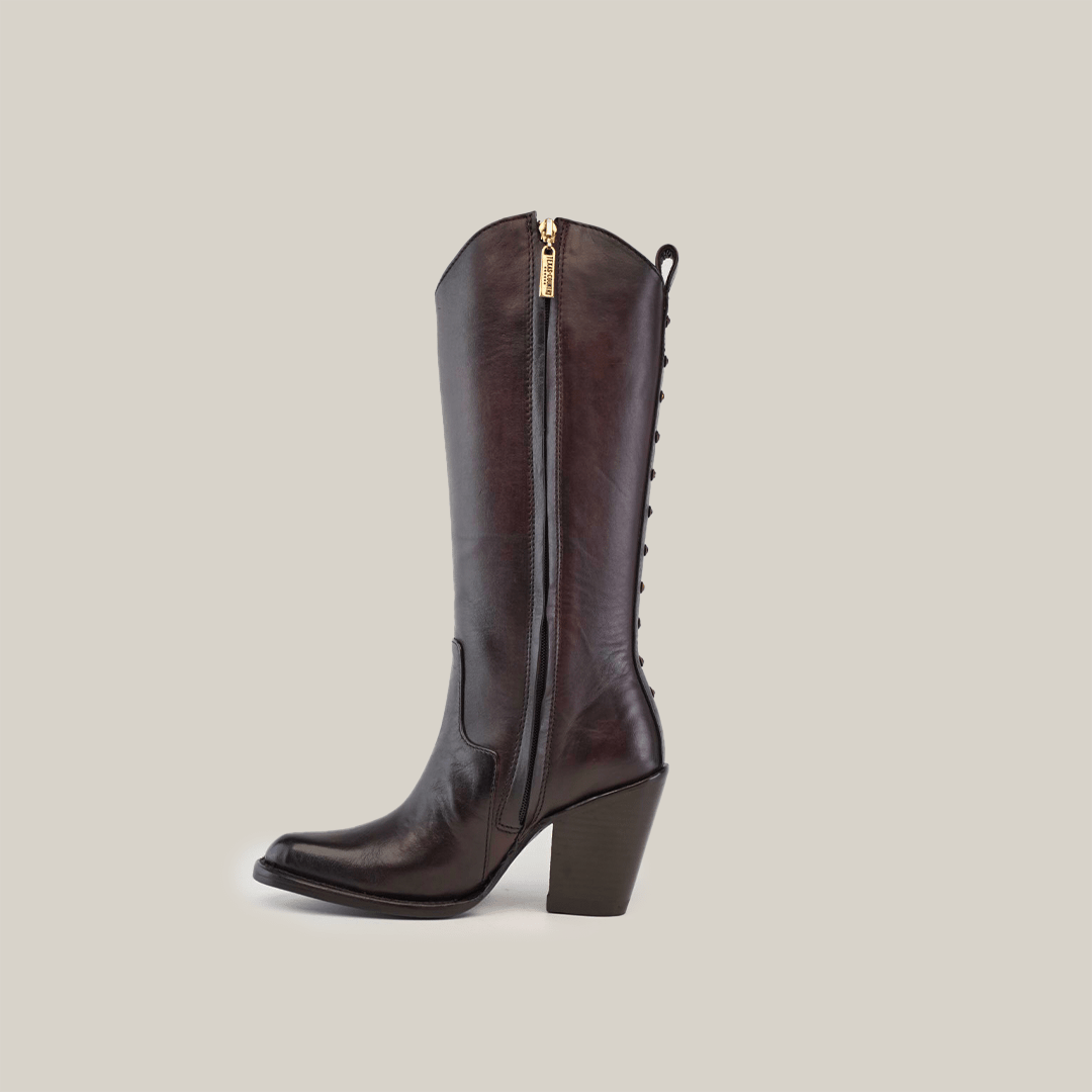 Francia Rings Tall Shaft Chocolate - J Toe - Gomez Western Wear