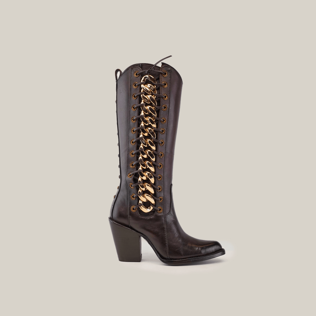 Francia Rings Tall Shaft Chocolate - J Toe - Gomez Western Wear