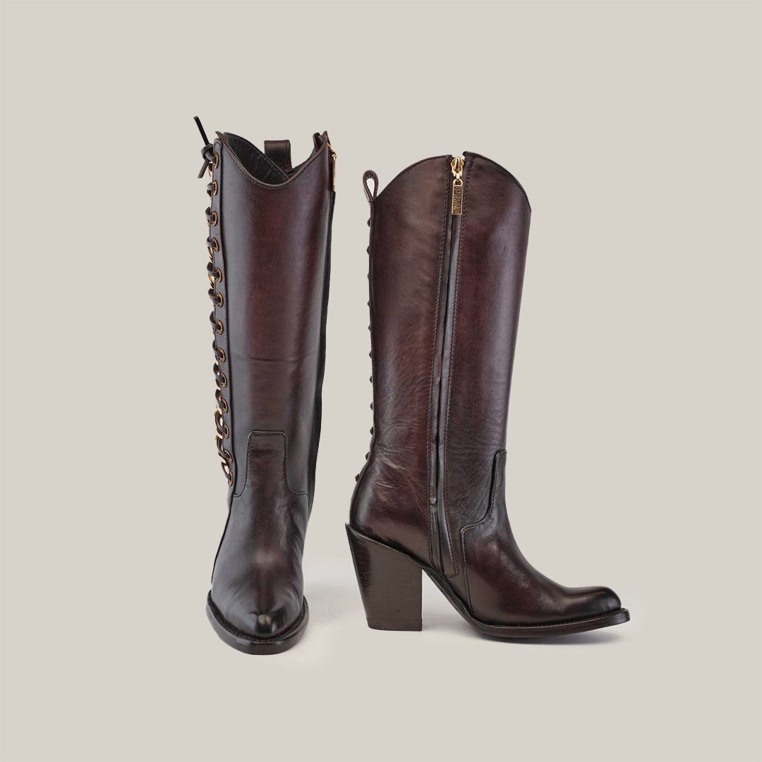 Francia Rings Tall Shaft Chocolate - J Toe - Gomez Western Wear