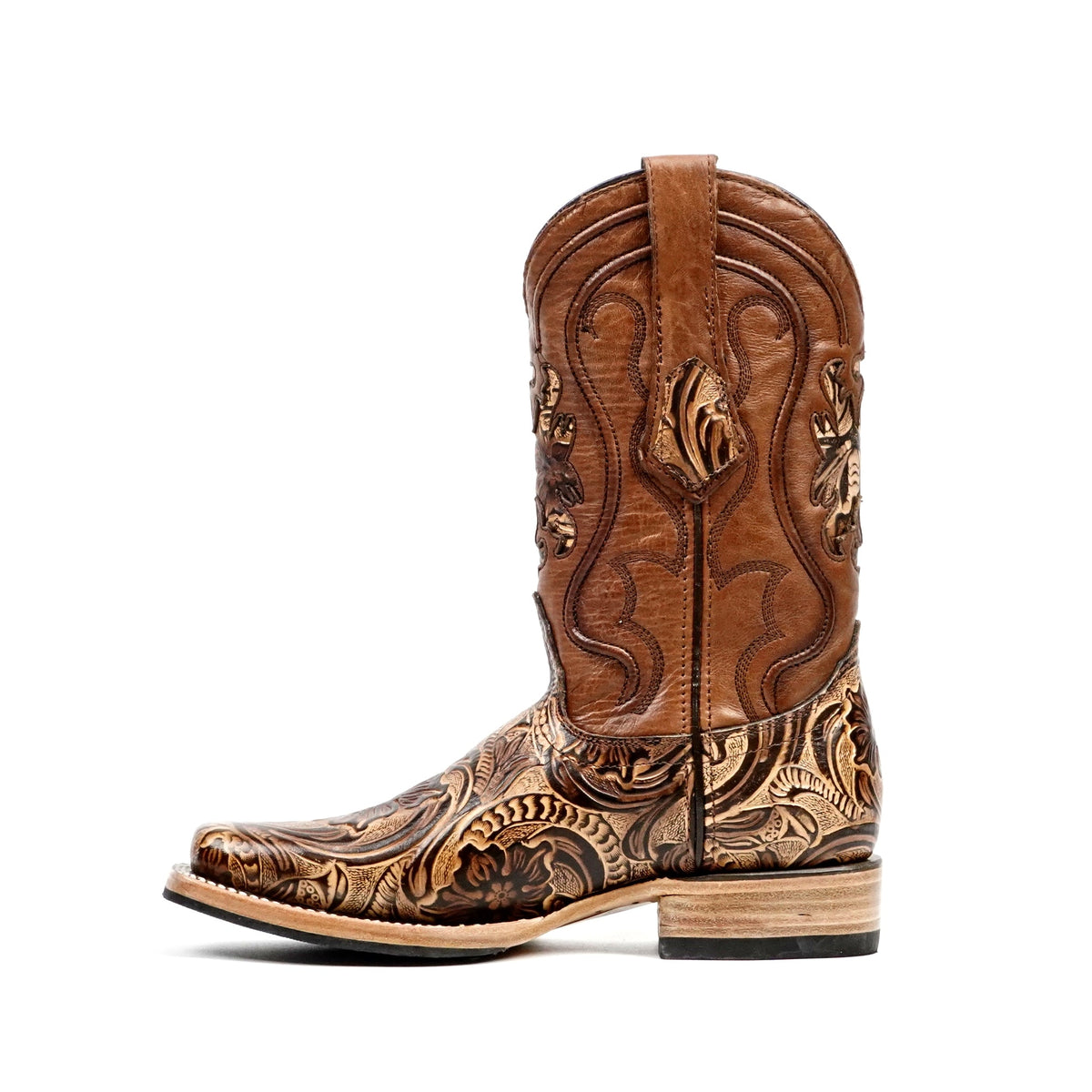 Hand-Tooled Floral Boots - Orix - Rodeo Toe (E696) - Gomez Western Wear