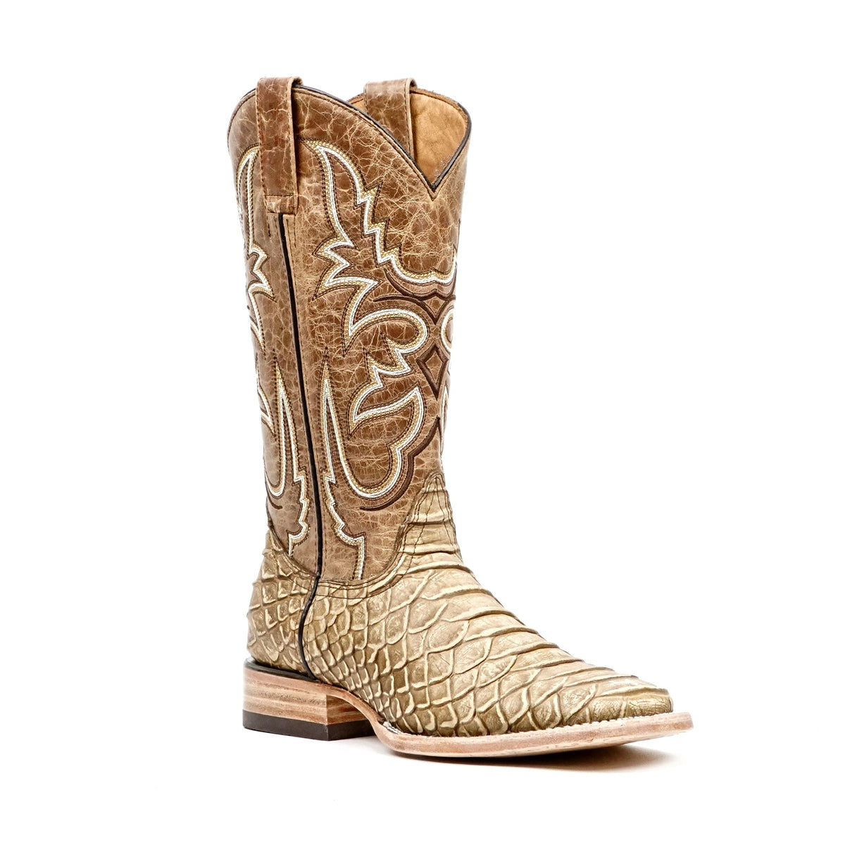Jumbo Python Cappuccino Boots - Embossed Leather - Square Toe (E682) - Gomez Western Wear