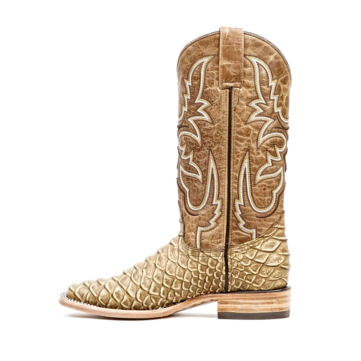 Jumbo Python Cappuccino Boots - Embossed Leather - Square Toe (E682) - Gomez Western Wear
