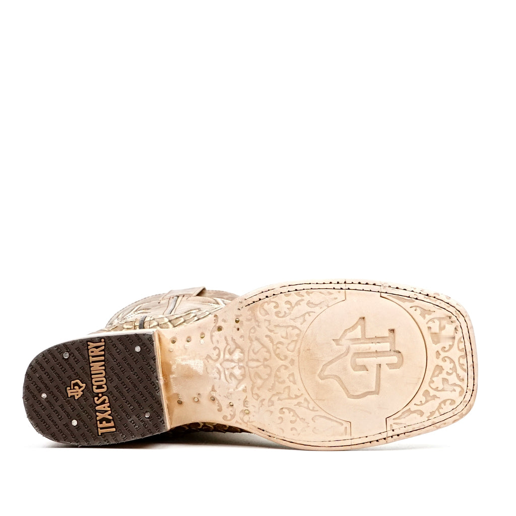 Jumbo Python Cappuccino Boots - Embossed Leather - Square Toe (E682) - Gomez Western Wear