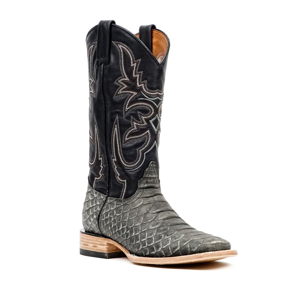 Jumbo Python Gray Boots - Embossed Leather - Square Toe (E943) - Gomez Western Wear