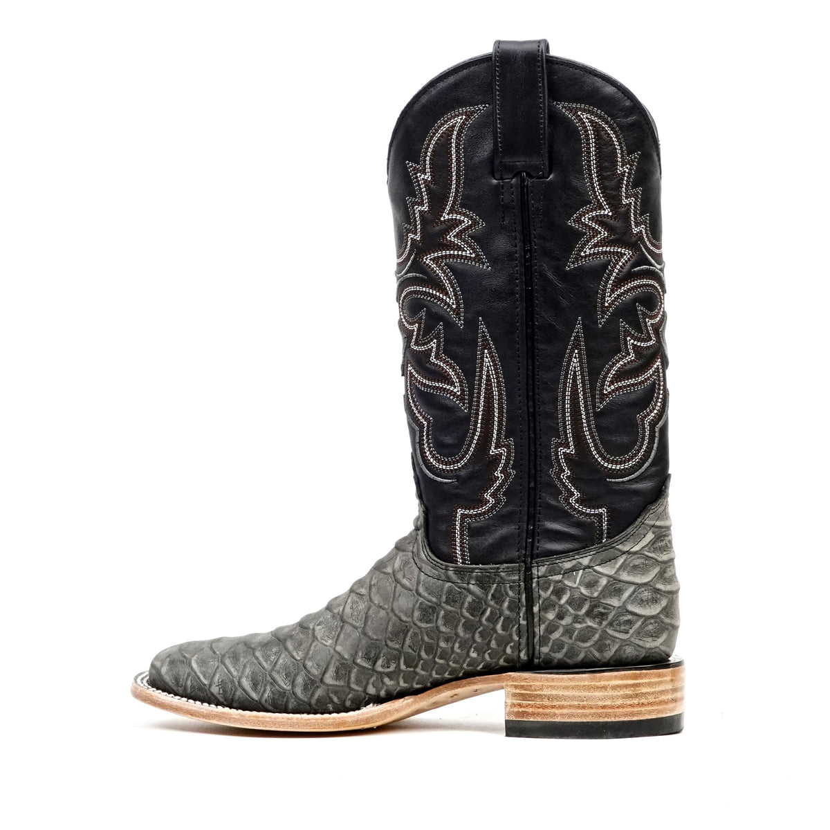 Jumbo Python Gray Boots - Embossed Leather - Square Toe (E943) - Gomez Western Wear