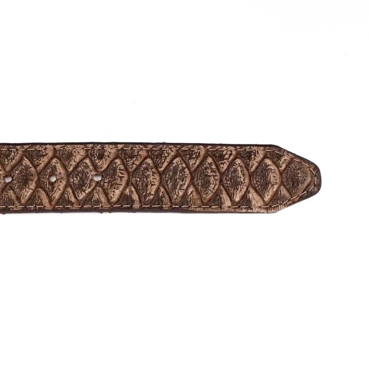 Jumbo Python Rustic Brown Belt - Embossed Leather (C-IMI) - Gomez Western Wear