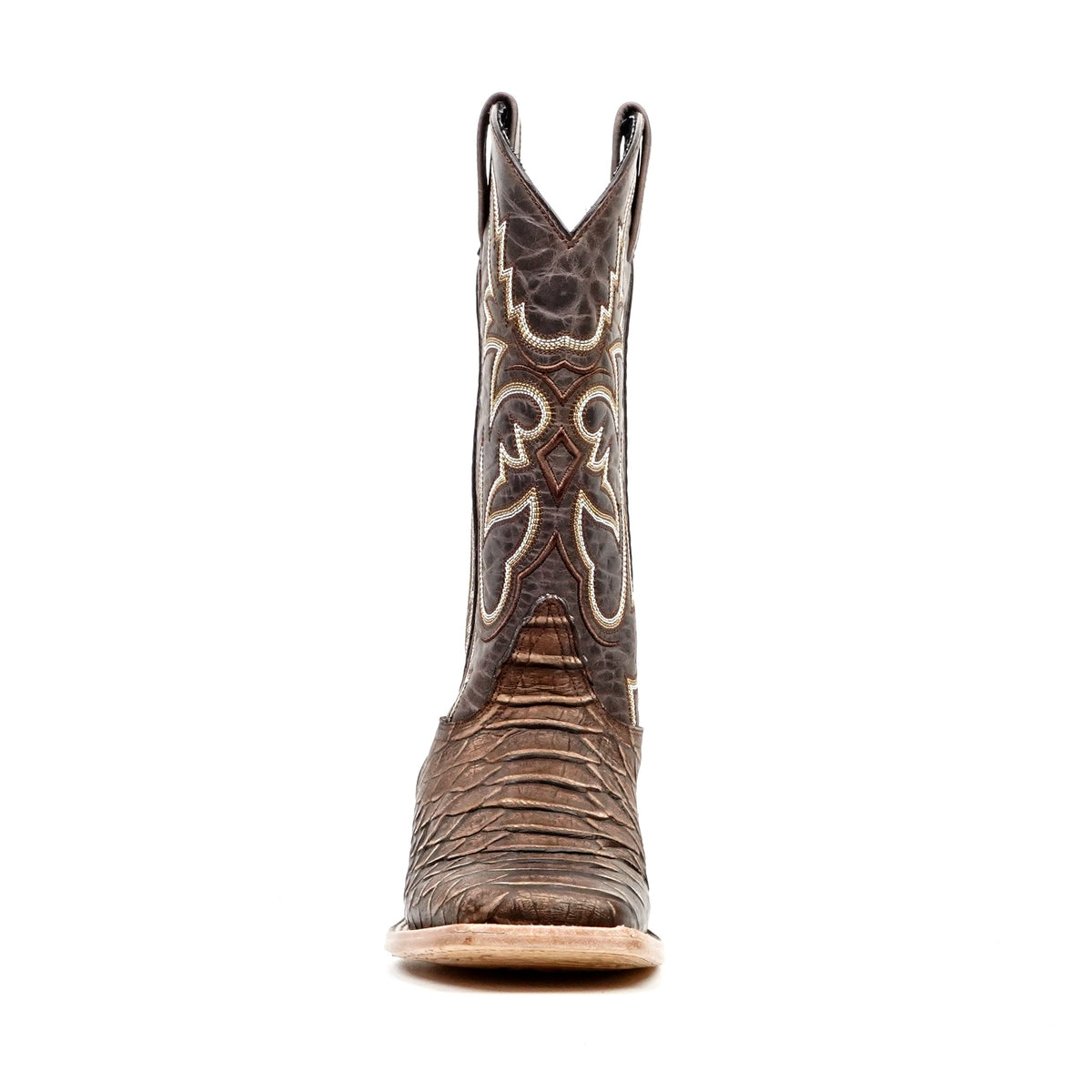 Jumbo Python Rustic Chocolate Boots - Embossed Leather - Square Toe (E681) - Gomez Western Wear