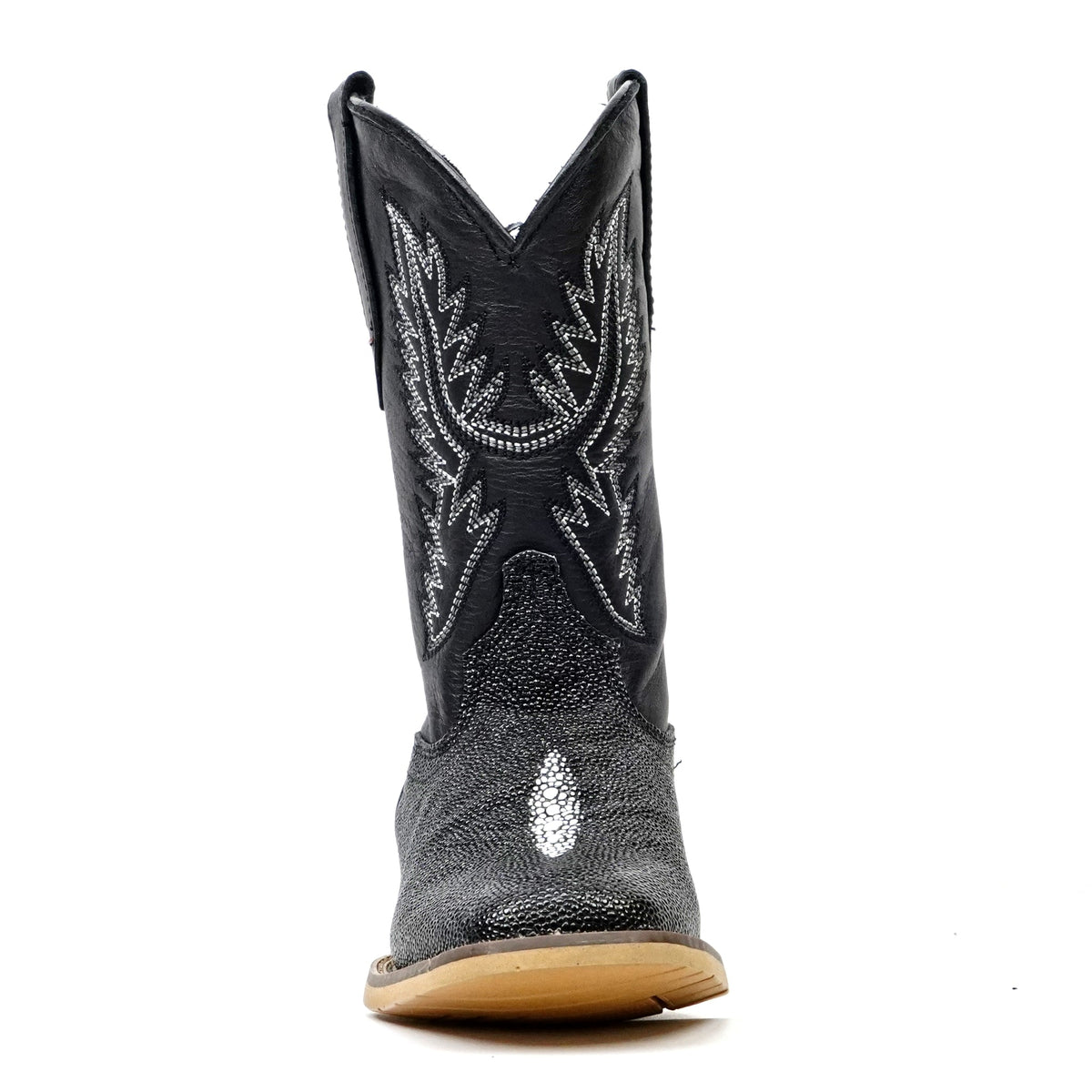 Kids Black Stingray Boots - Embossed Leather - Square Toe (K20-1) - Gomez Western Wear