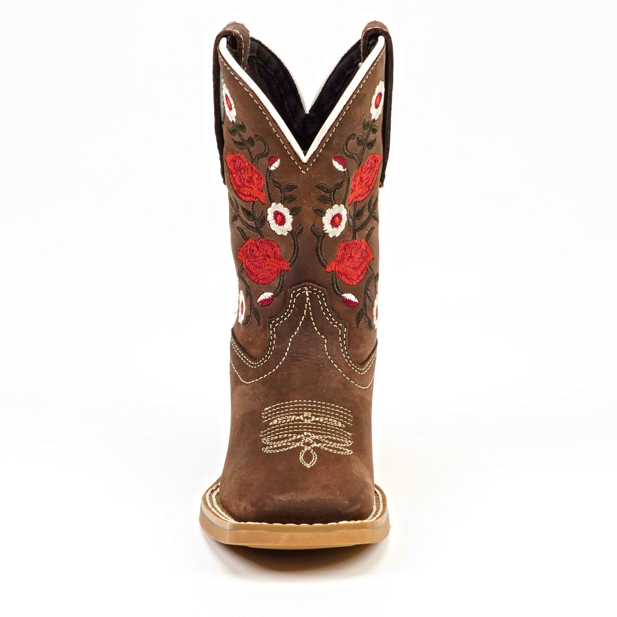 Kids Cowboy Boots - Brown Floral Shaft - Square Toe (TCK020) - Gomez Western Wear