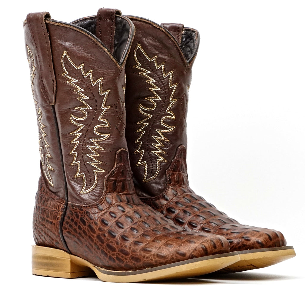 Kids Crocodile Choco Boots - Embossed Leather - Square Toe (K10-1) - Gomez Western Wear