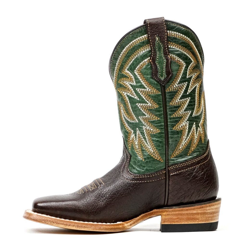 Kids Shrunken Choco Leather Boots - Square Toe (E3002) - Gomez Western Wear